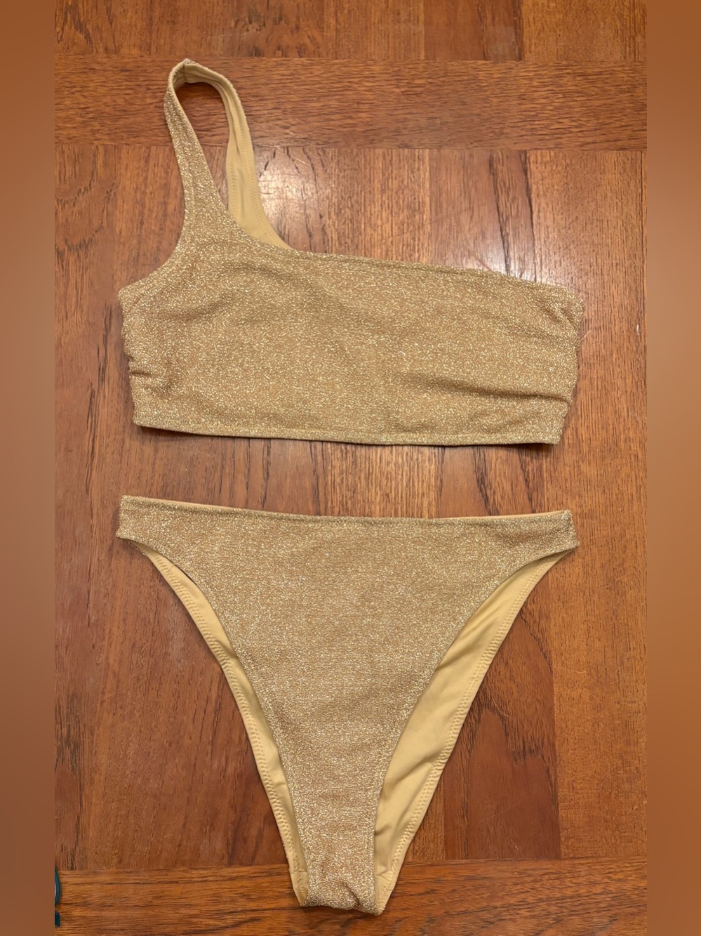 H&M Gold two piece One-Shoulder Bikini Set swim suit